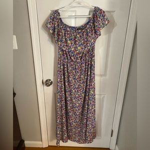 Boohoo off the shoulder floral maxi dress
